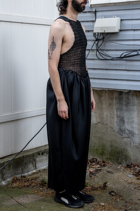reworked knit sleeveless dress, black