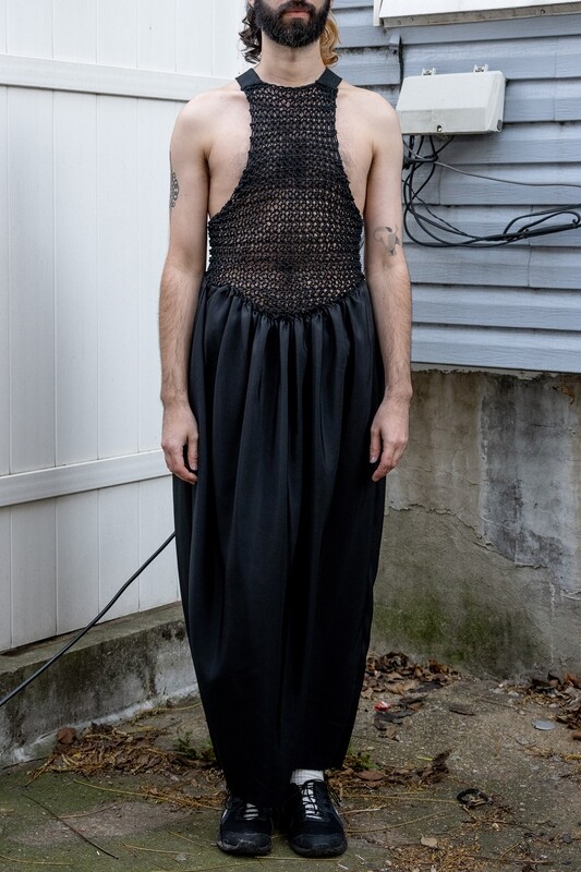 reworked knit sleeveless dress, black