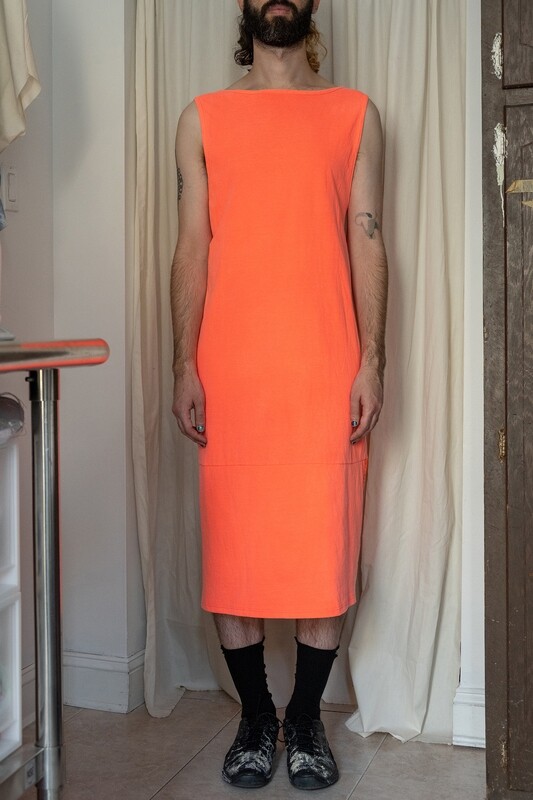 semi-fitted tee dress, bright coral