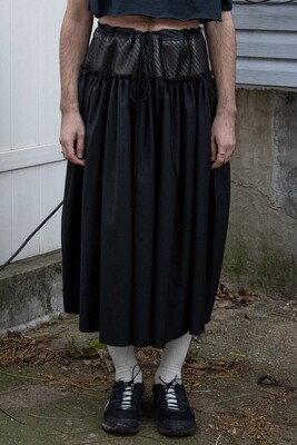 wool gathered skirt, black