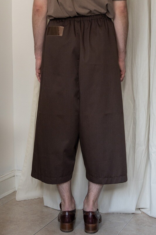 cotton twill culottes, brown