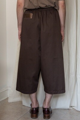 cotton twill culottes, brown