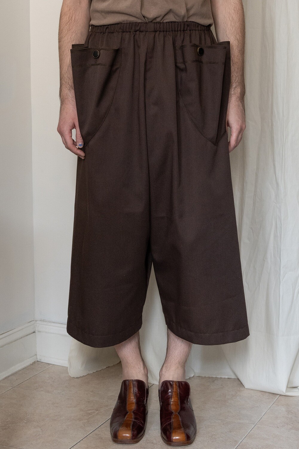 cotton twill culottes, brown
