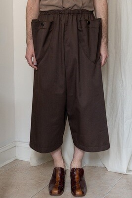 cotton twill culottes, brown