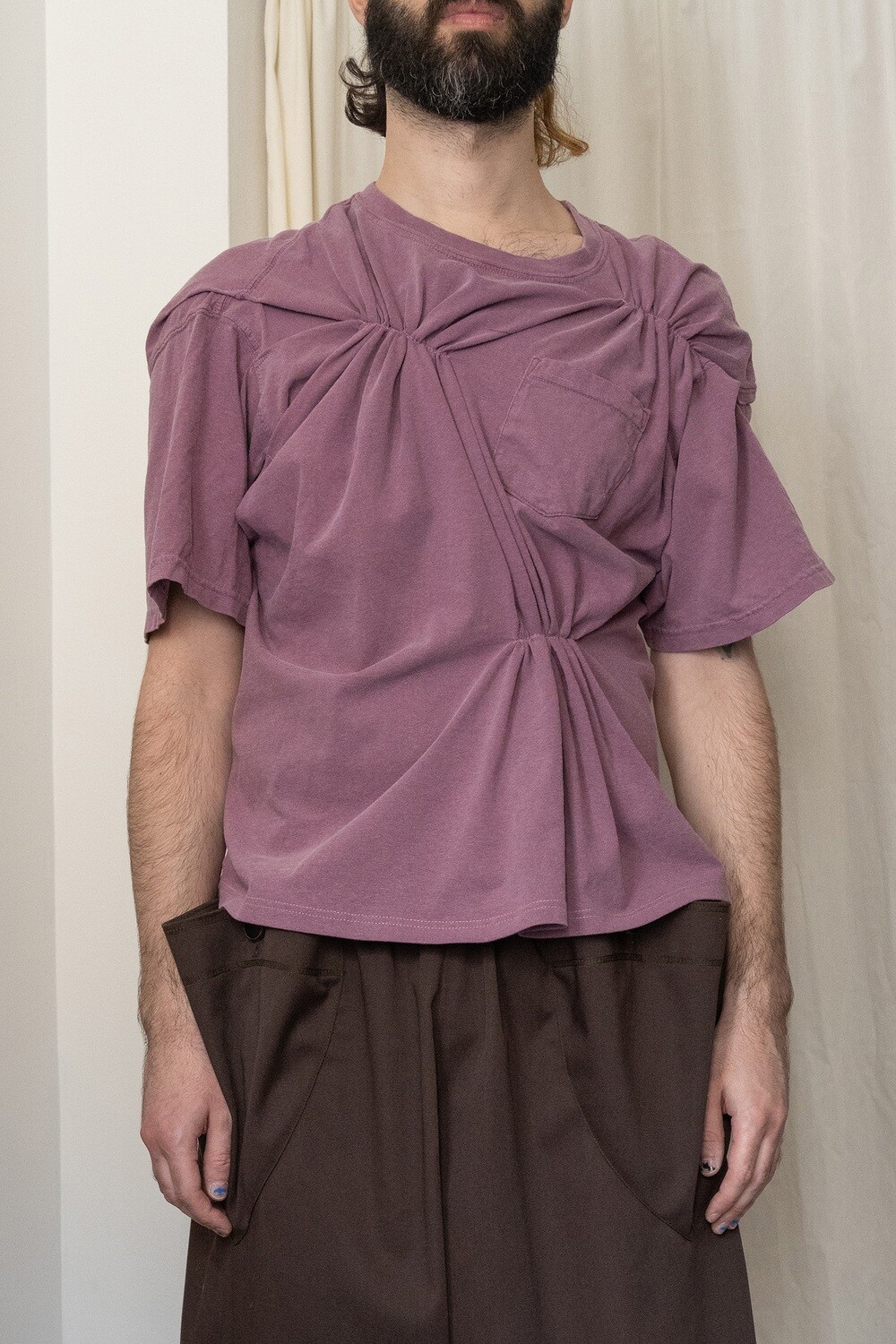 pinched tee, faded berry