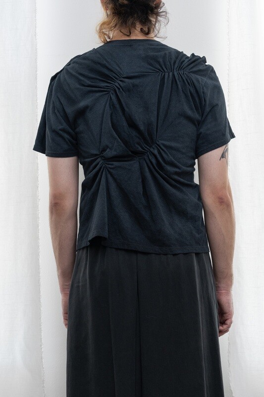 hand painted pinched tee, faded black