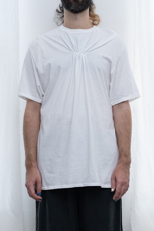 pinched backless tee, white