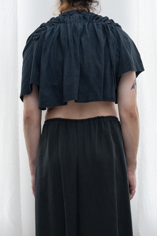 hand painted cropped pinch yoke tee, faded black