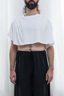 cropped pinch yoke tee, white