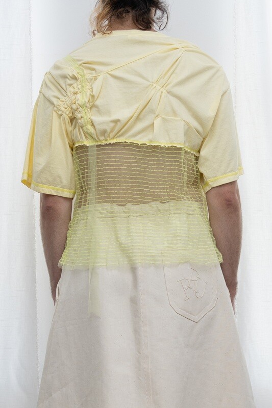 pinched trapunto tulle tee, lemon citrine