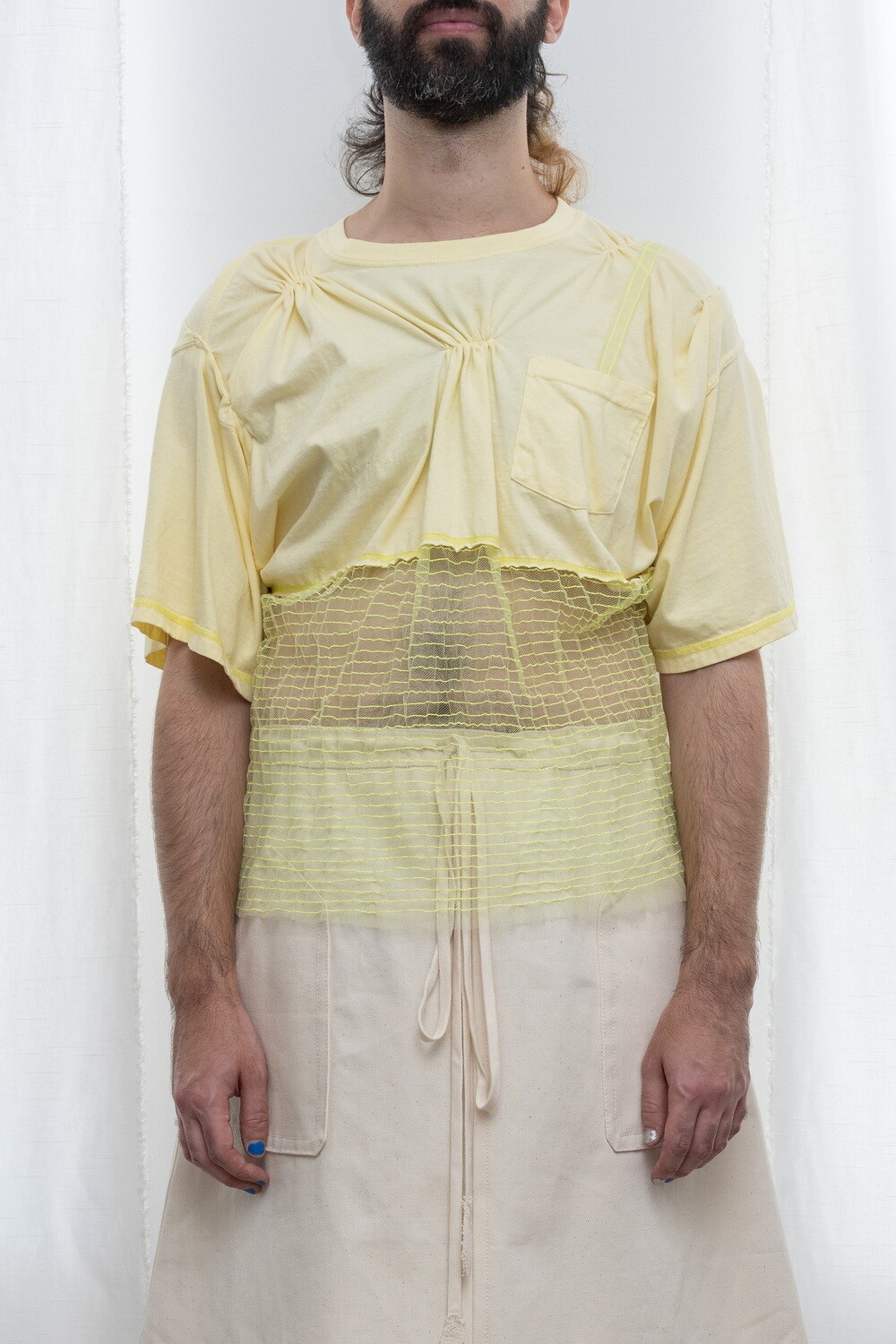 pinched trapunto tulle tee, lemon citrine