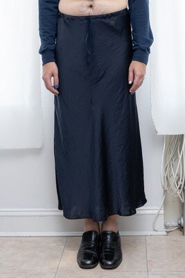washed acetate bias skirt, navy