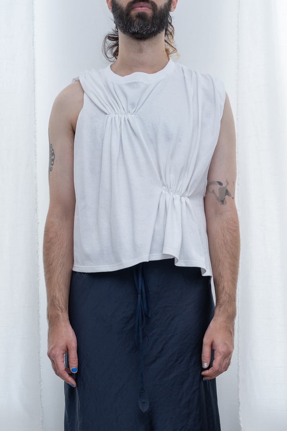 pinched cape tee, white