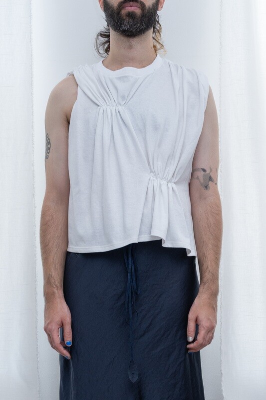 pinched cape tee, white