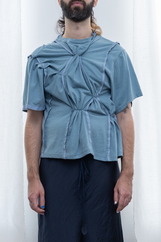 pinched grosgrain tee, dusty blue