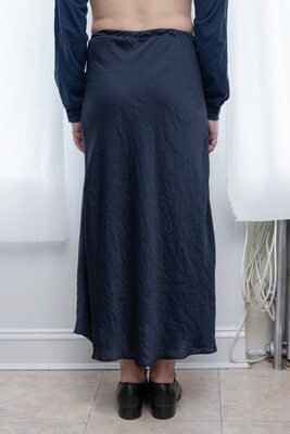washed acetate bias skirt, navy