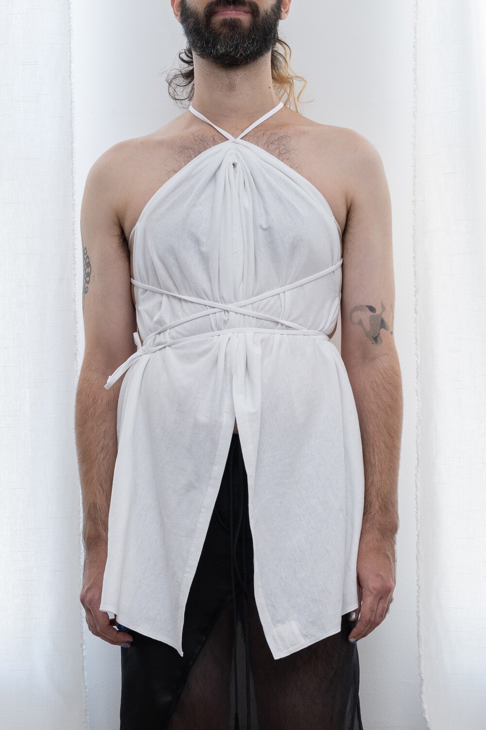 tie-back bra, white