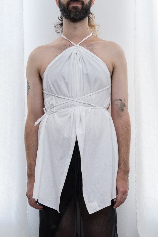 tie-back bra, white