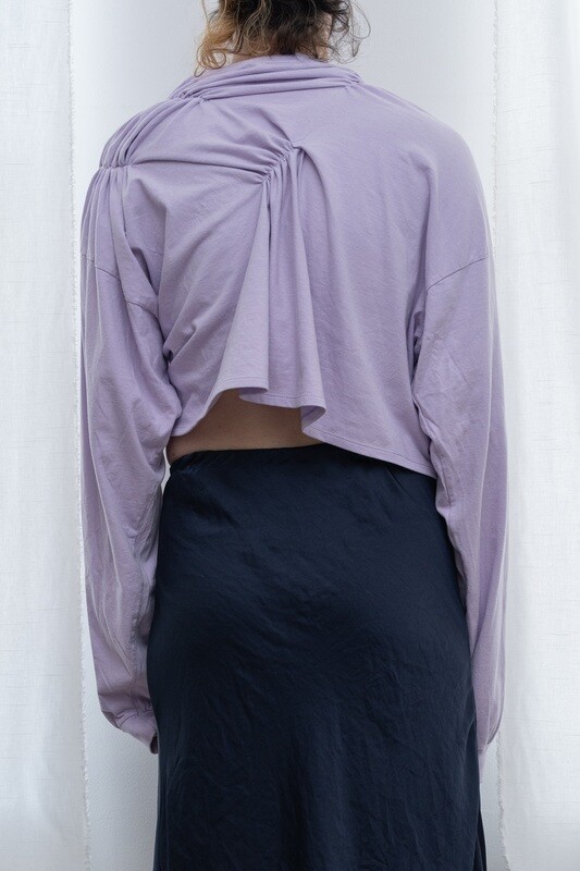 long sleeve cropped pinch tee, pale orchid
