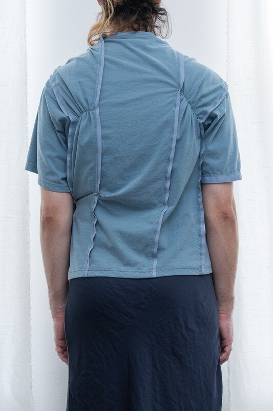 pinched grosgrain tee, dusty blue