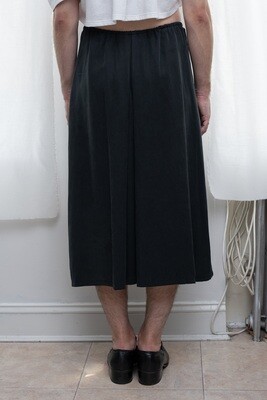 washed rayon split skirt, black