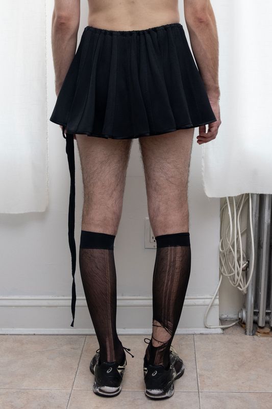 double knit jersey tennis skirt, black