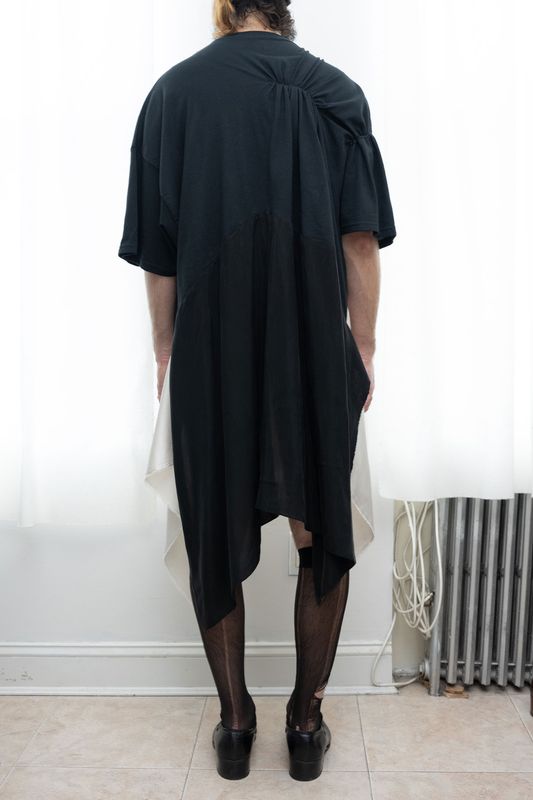 rectangle tee dress, black/white