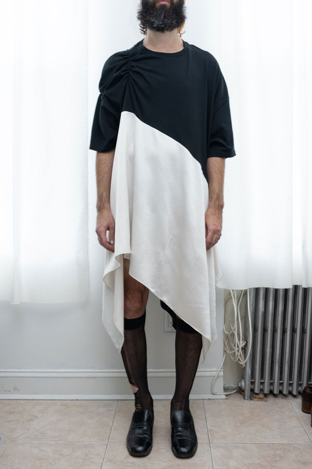 rectangle tee dress, black/white