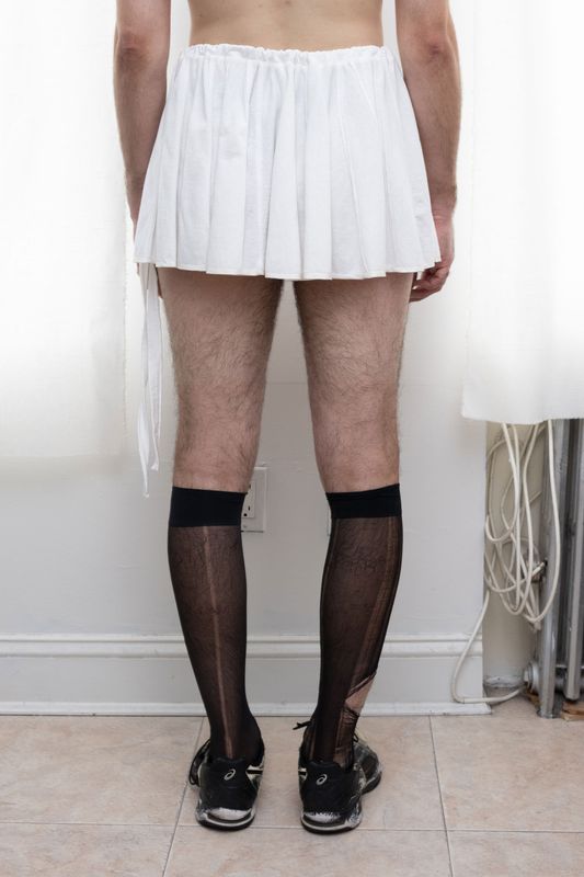 cotton jersey tennis skirt, white