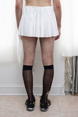 cotton jersey tennis skirt, white