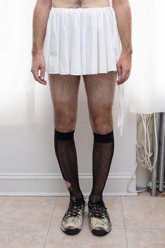cotton jersey tennis skirt, white