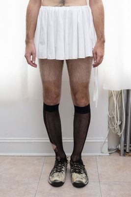 cotton jersey tennis skirt, white