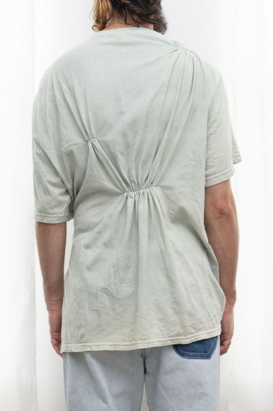 hand indigo-dyed pinch tee, pale verdigris
