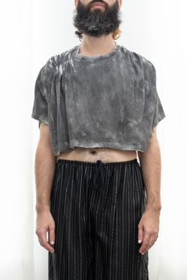 hand painted cropped pinch yoke tee, graphite