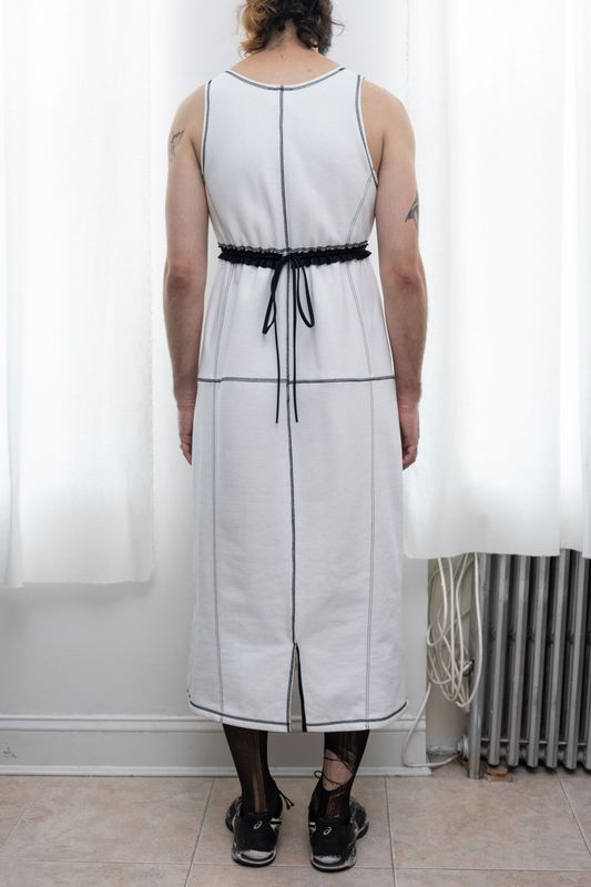 sleeveless sweatshirt dress, white