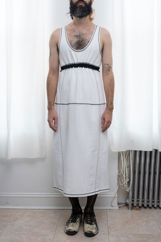 sleeveless sweatshirt dress, white