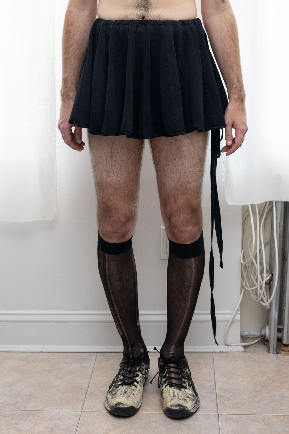 double knit jersey tennis skirt, black