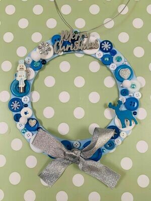 Decorate Your Own Christmas Wreath Kit - Blue & White