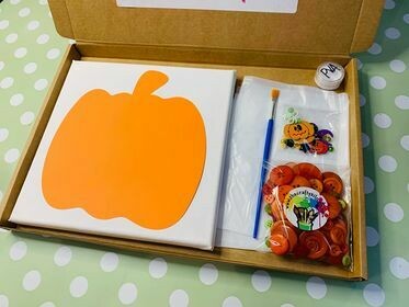 8in Pumpkin Button Art Canvas Kit