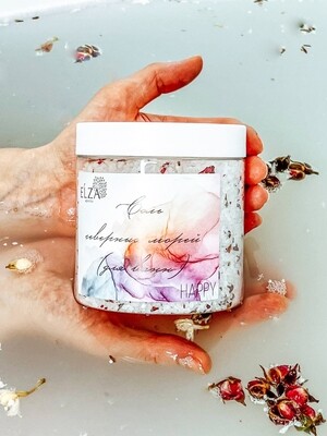 Морская соль для ванны с цветами Happy 600 гр.