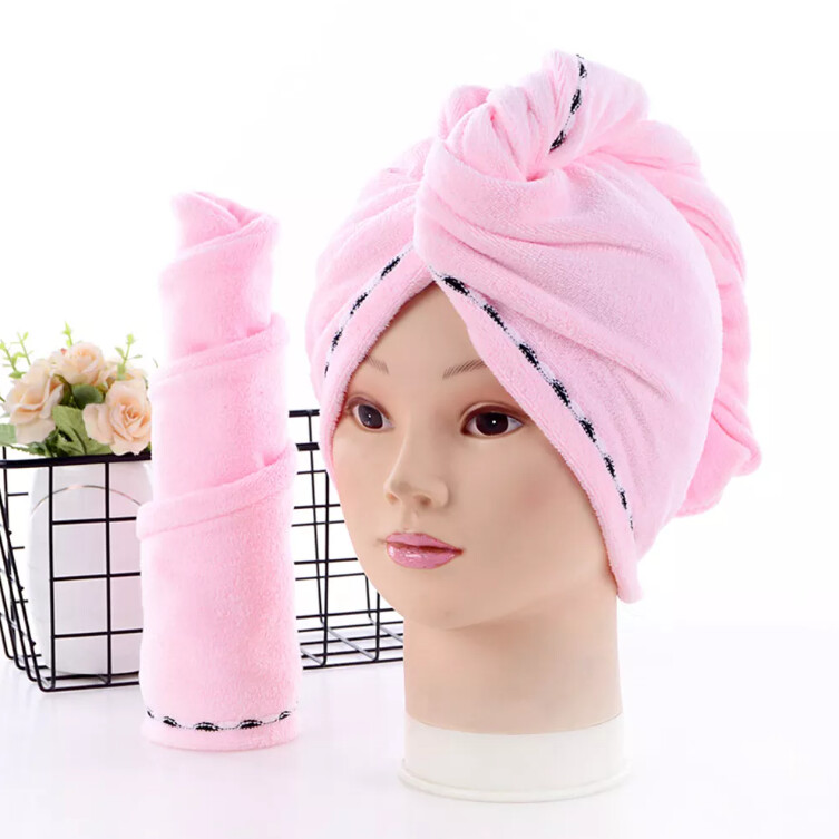 Полотенце для волос из микрофибры(тюрбан/чалма), нежно-розовый