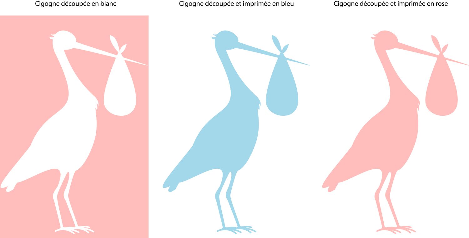 Panneau cigogne fille, garçon, unie