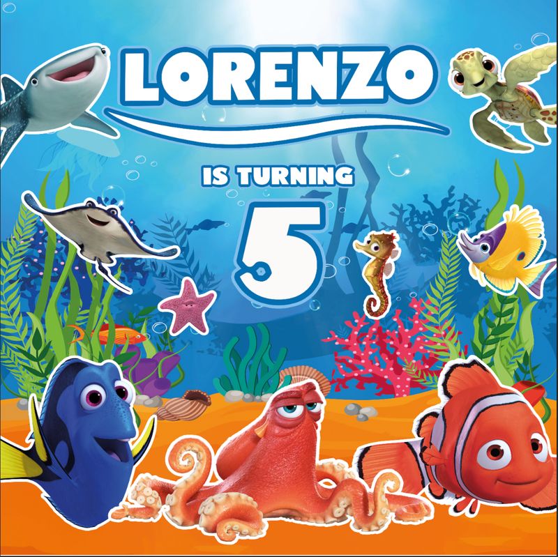 Bache Nemo de fond d'anniversaire 2mx2M