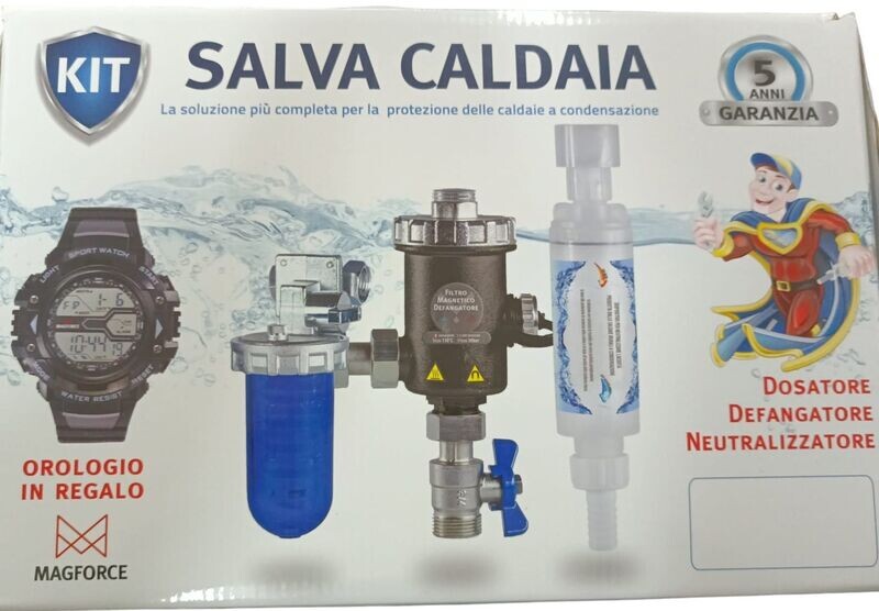 Kit Salva Caldaia Condensazione Defangatore, Dosatore Polifosfati, Neutralizzatore Acidita' Condensa