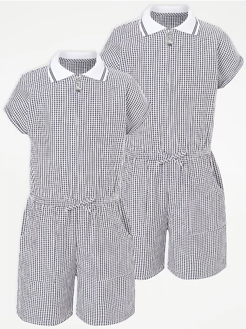 2 Pack Navy gigham sporty school playsuit