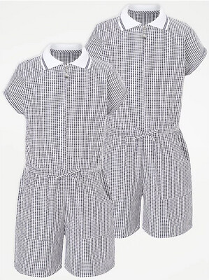 2 Pack Navy gigham sporty school playsuit