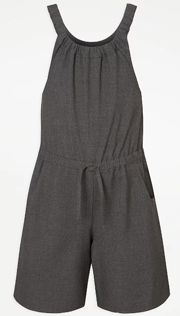 Girls Grey Tie Front School Playsuit