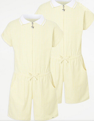 2 Pack Yellow gigham sporty school playsuit