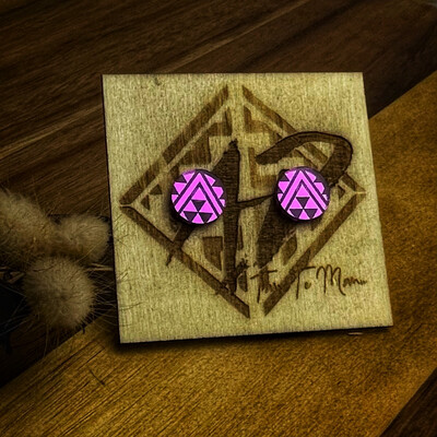 Tāniko Engraved Purple acrylic Studs