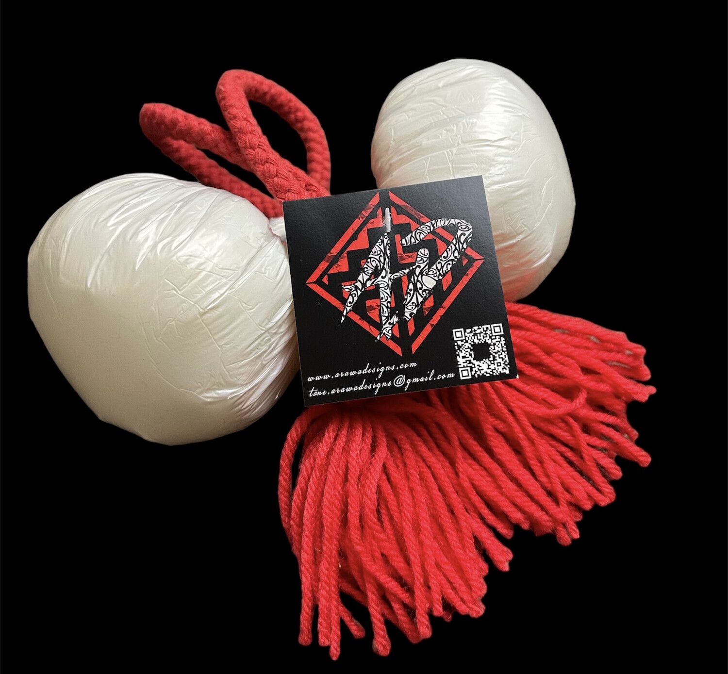 Short Poi Pair- Red Cord- Red Tassels